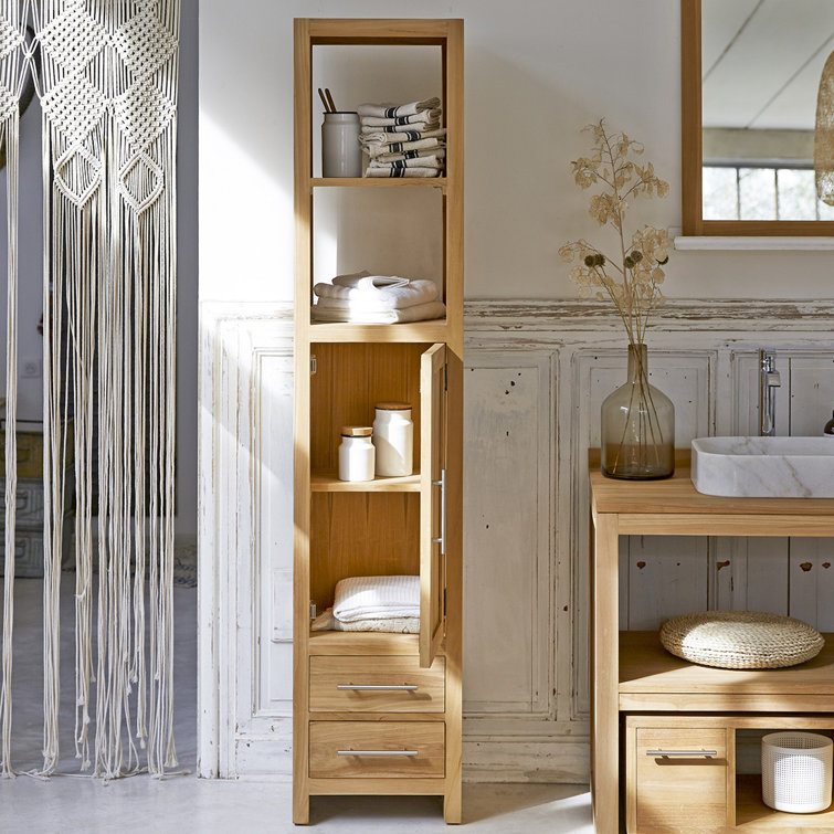 Tikamoon Solid Wood Freestanding Tall Bathroom Cabinet | Wayfair.co.uk